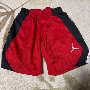 Jordan Boys Dri-FIT Red Black Mesh Basketball Shorts Small
